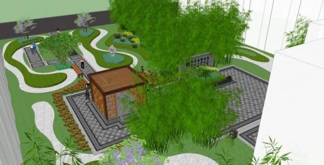 SketchUp Landscape Design: Courtyard in Modern Chinese Style