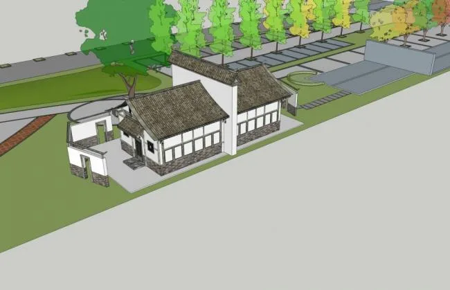 Sketchup Sketch Model | Public Toilet, Single Story, Chinese Style