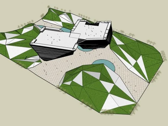 SketchUp Cultural Model: Modern Multi-Story Museum Architecture