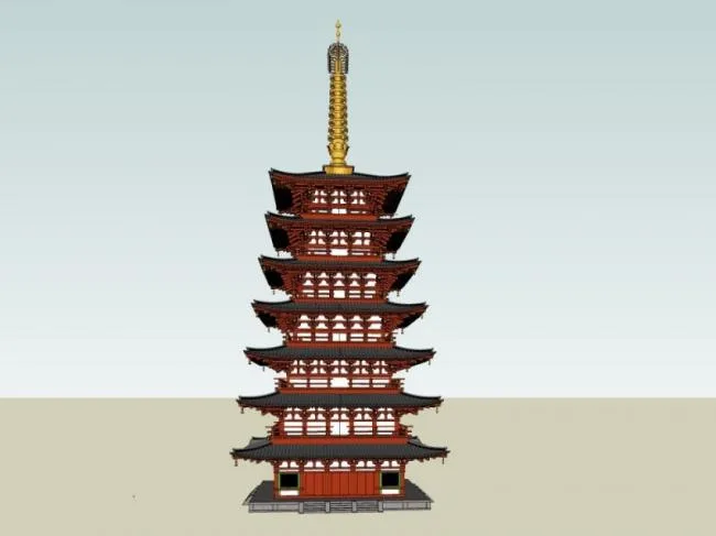 SketchUp Model of Multi-Story Ancient Chinese Pagoda Architecture