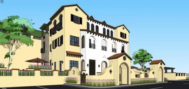 Sketchup Villa Model | Multi row Villa, Spanish Style