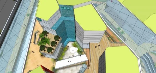Sketchup Complex Model | High rise commercial complex, modern style, hotel office, multi story commercial podium