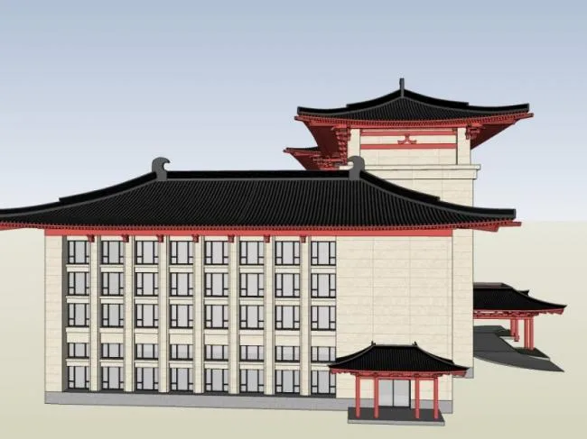 Sketchup Hotel Model | Multi story Hotel, Modern Chinese Style