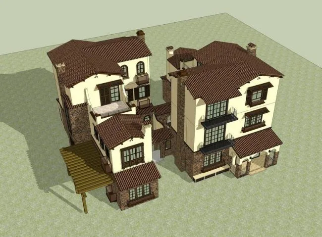 SketchUp Villa Models: Stacked, Spanish, and Classical Styles