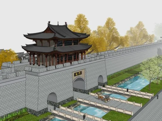 Sketchup Landscape Model | City Wall Landscape, Chinese Style, Ancient Architecture