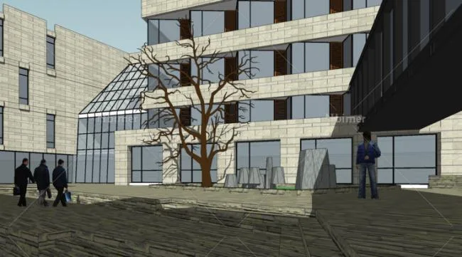 Sketchup Business Model | Multi story Slope Club, Sales Office, Modern Style, Commercial Building