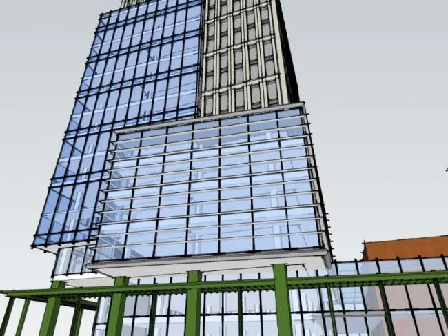Sketchup Residential Model | High rise residential, ground floor commercial, modern style