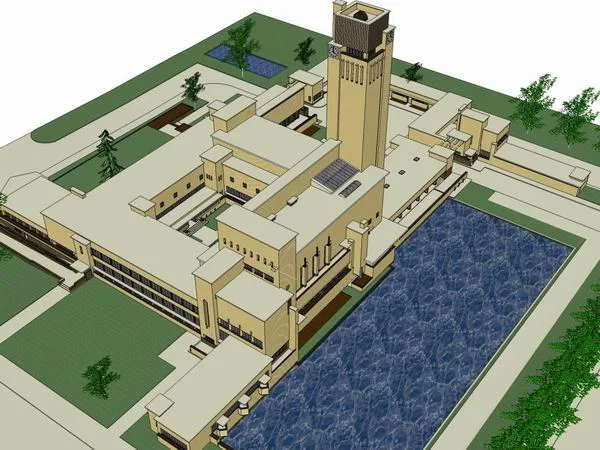 Sketchup School Model | Multi story College School, Campus Educational Architecture, Modern Style