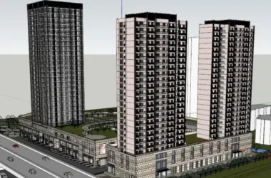 SketchUp Model of a Classic High-Rise Residential Building with Ground Floor Commercial Space-BIM WORLD