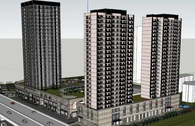SketchUp Model of a Classic High-Rise Residential Building with Ground Floor Commercial Space-BIM WORLD