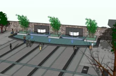 SketchUp Material Model: Community Landscape Low Wall Component-BIM WORLD