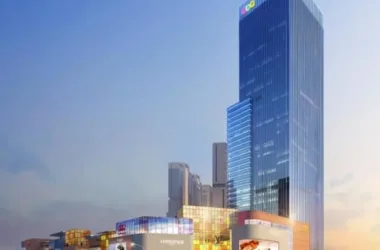 SketchUp Complex Model: Modern High-Rise Commercial, Multi-Story Skirt, Hotel, Office, and Residential Tower-BIM WORLD