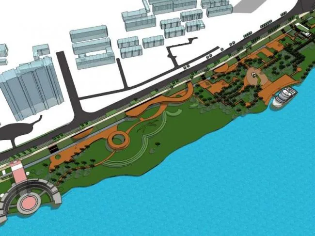 Sketchup Landscape Model | Pier Landscape, Waterfront Landscape, Modern Style