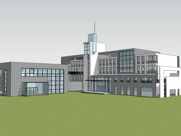 Modern Multi-Story Office Building Model for Tourist Area in SketchUp