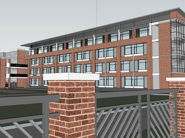Sketchup School Model | Multi story Elementary School, Campus Educational Architecture, Modern Chinese Style