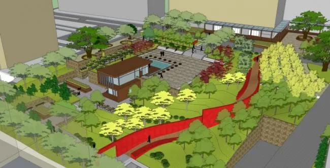 Sketchup Landscape Model | Square Landscape, Modern Style