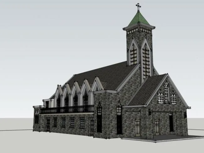 Sketchup Cultural Model | Multi story Church, Cultural Architecture, Classical Style