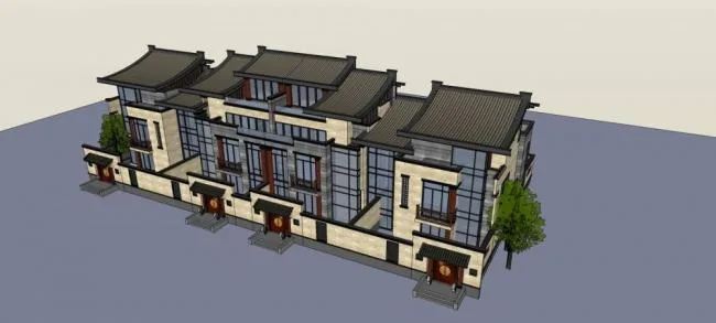 Sketchup Villa Model | Multi story townhouse, residential building, Chinese style