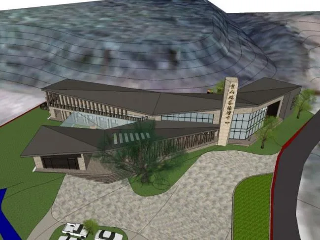 Sketchup Cultural Model | Multi story Visitor Center, Cultural Architecture, Modern Style