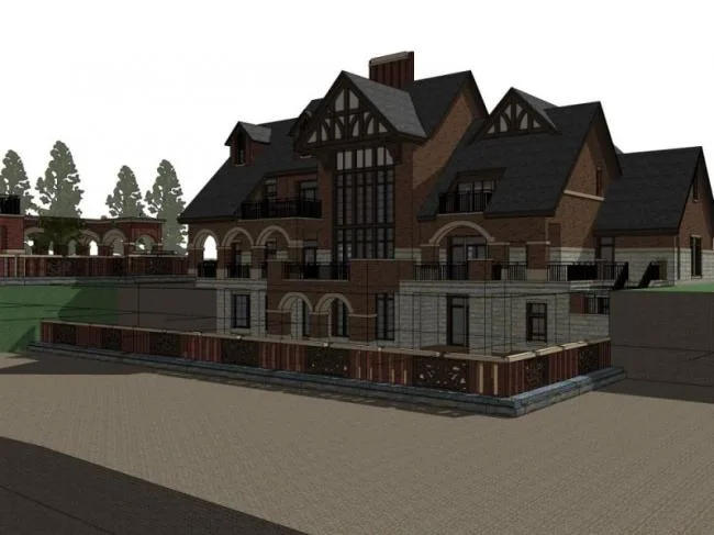 Sketchup Business Model | Multi story Clubhouse, Classical Style