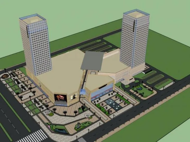 Sketchup Complex Model | Multi story Commercial Complex, Modern Style
