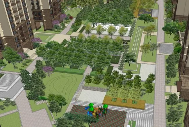 Sketchup Landscape Model | Residential Community Landscape, Entrance Gate, Modern Style