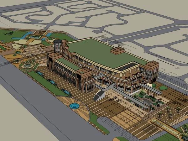 Sketchup Business Model | Multi story Commercial City, Classical Style