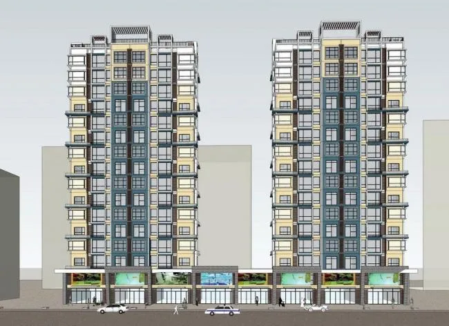Sketchup Residential Model | High rise residential buildings, ground floor shops, residential buildings, modern style