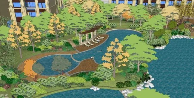 Sketchup Landscape Model | Community Landscape, Residential Landscape, Classical Style
