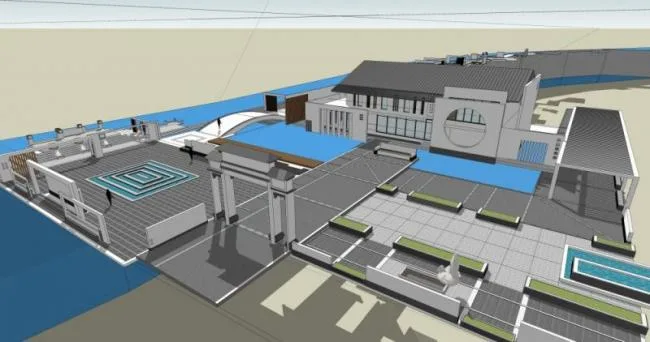 Sketchup Cultural Model | Multi story Academy Square, Cultural Architecture, Chinese Style