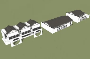 SketchUp Business Model: Multi-Story Commercial Building with Tourist Service Center and Modern Chinese Design-BIM WORLD