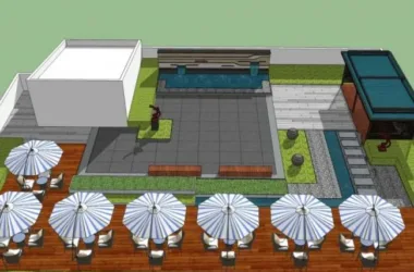 Modern Roof Garden Design in SketchUp Landscape Model-BIM WORLD