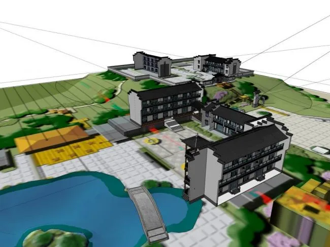 Sketchup Residential Model | Multi story Huizhou style Residence, Modern Chinese Style