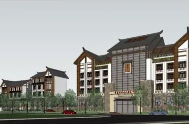 Multi-Story Rehabilitation Hospital Model with Chinese Architectural Design in SketchUp-BIM WORLD