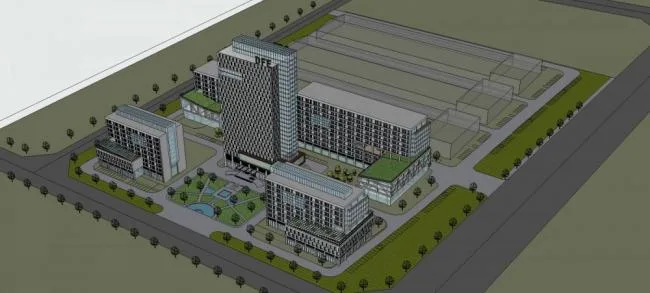 Sketchu Industrial Building | Yantai Oriental Electronics Industrial Park, multi story high-rise mixed use, office building, industrial architecture, modern style