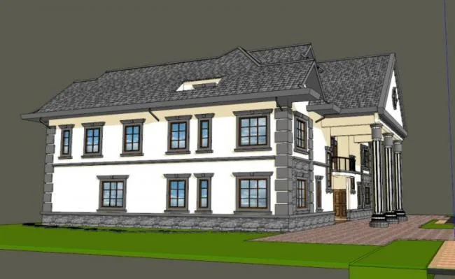 Sketchup Villa Model | Twin Villa, Classical Style