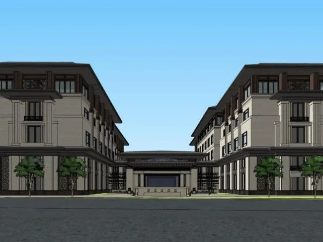 Sketchup Hotel Model | Multi story Hotel, Chinese Style