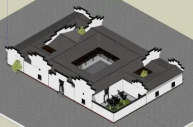 SketchUp Residential Model: Huizhou-Style Chinese Courtyard Homes-BIM WORLD