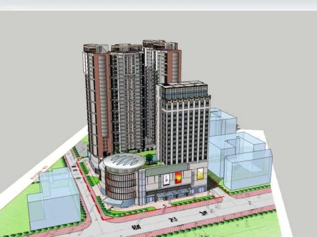 Sketchup Complex Model | Super high-rise commercial complex, residential, office, modern style