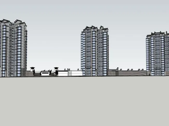 SketchUp Residential Models: Modern Chinese-Style High-Rise Buildings