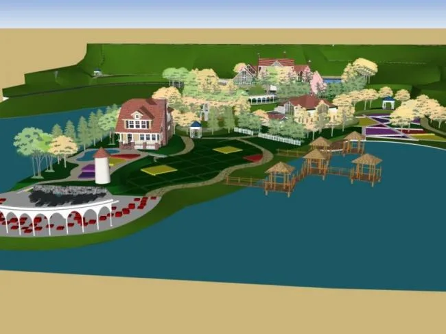 Sketchup Landscape Model | Waterfront Landscape, Modern Style