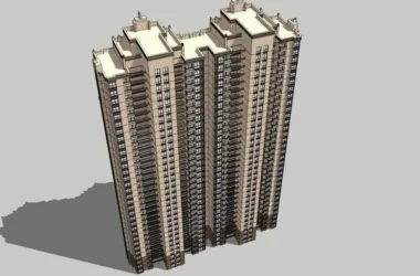 SketchUp Model of a 33-Story Classical High-Rise Residential Building-BIM WORLD
