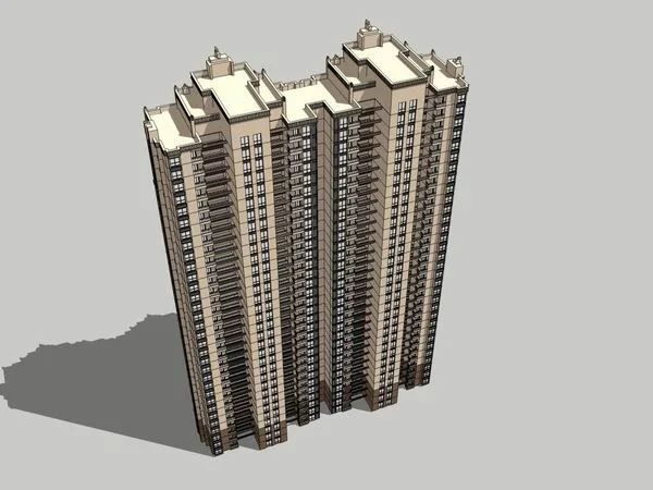 SketchUp Model of a 33-Story Classical High-Rise Residential Building
