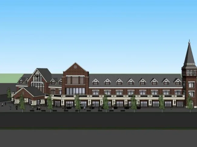 SketchUp Business Model: British-Style Multi-Story Commercial Pedestrian Street