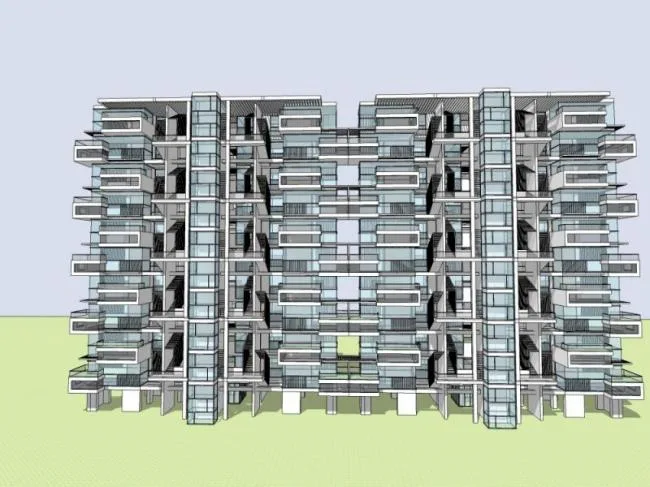 Sketchup Residential Model | High rise Residential Buildings, Modern Style