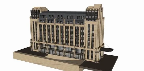 Sketchup Business Model | High rise commercial building, classical style