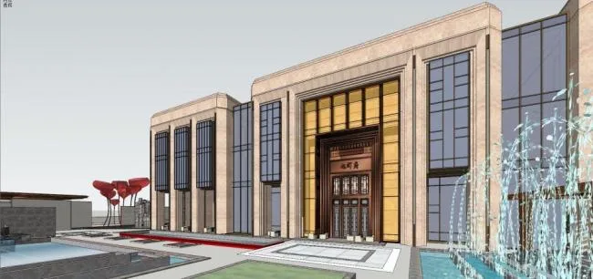 Sketchup Business Model | Multi story Sales Office, Commercial Building, Modern Style