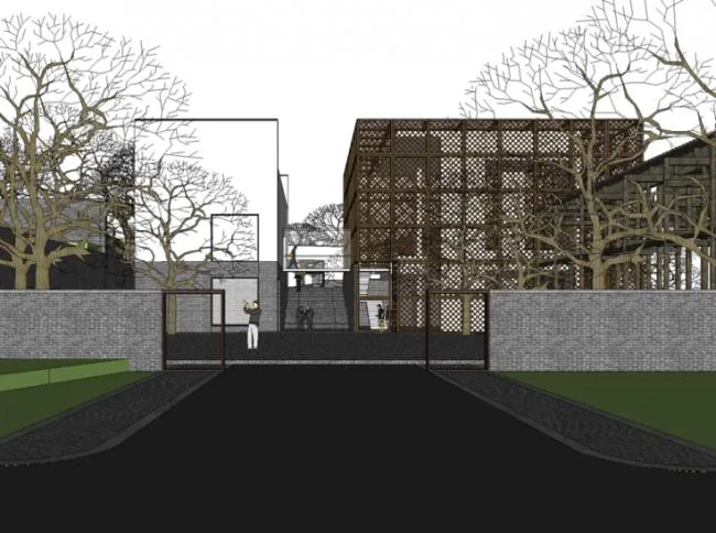 Sketchup Business Model | Shenzhen Vanke Fifth Park, Huizhou style, Chinese style, residential facilities, community commerce, commercial street