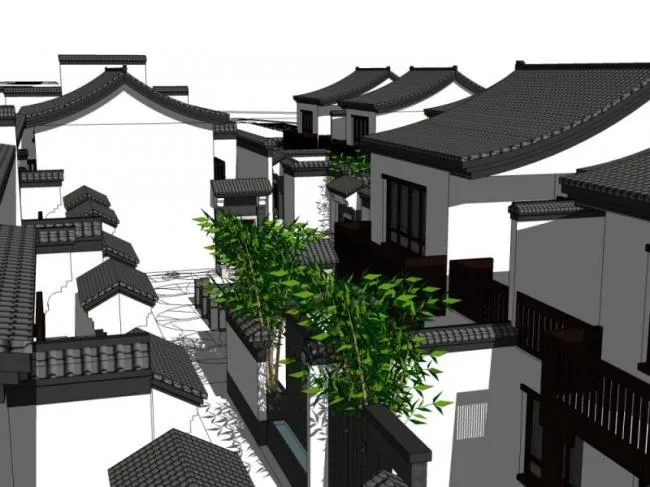 Sketchup Villa Model | Villa Residential Complex, Chinese Style