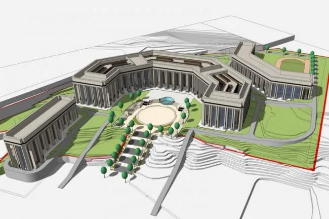Sketchup Office Model | Multi story Mountain Office Building, Neoclassical Style